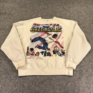 Y2K Akoo Sweatshirt Mens XL White Intersolar Urban Graphic Crewneck Pullover